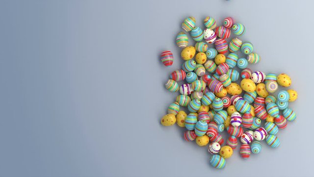 Easter eggs on gradient background. Colorful Easter eggs fall in to the frame, you can put their your inscription or logo. High quality animation. Look to my profile to find another easter video.