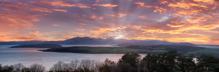 Majestic Arran at Sunset from Routenburn Road largs