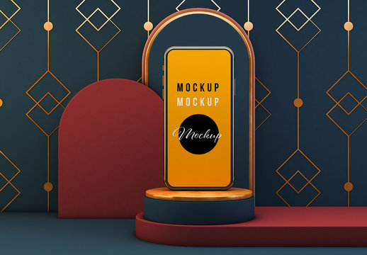 Smartphone on Art Deco Background Mockup