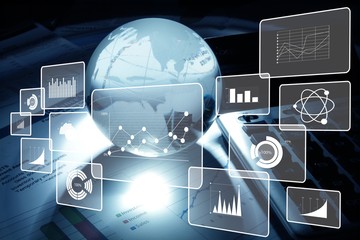 Glass planet on financial business illustrations