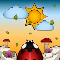 Ladybug over a sunset