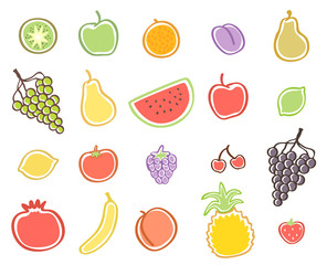 Vector cute fresh fruit icons
