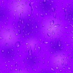Seamless pattern in purple colors with drops and streaks of water, flowing down the surface