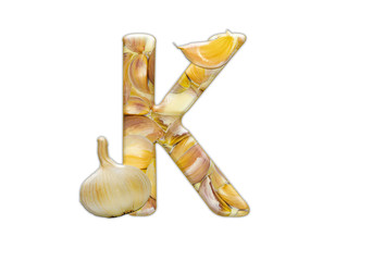 English letter" K " from garlic 
