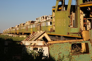 Fototapeta na wymiar Cimetière de locomotives, Fderik (Mauritanie)