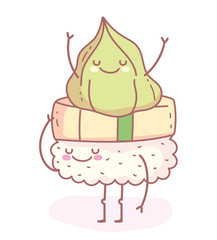 happy wasabi on sushi cartoon food cute