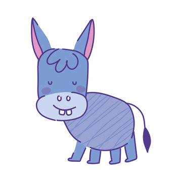 donkey animal cartoon doodle color on white background