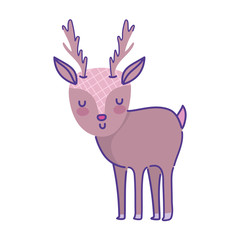 cute reindeer animal cartoon doodle color on white background