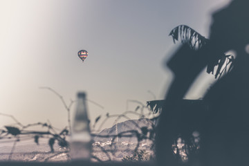 Obraz na płótnie Canvas Composição de balão voando e paisagem