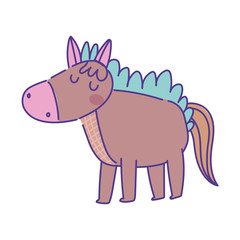 horse animal cartoon doodle color on white background