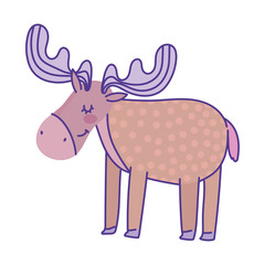 cute moose animal cartoon doodle color on white background