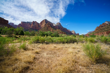 the watchman from parus trail in zion national park, usa
