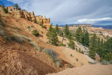 hiking the rim trail in bryce canyon national park, utah, usa