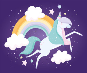 unicorn rainbow clouds fantasy magic cute cartoon