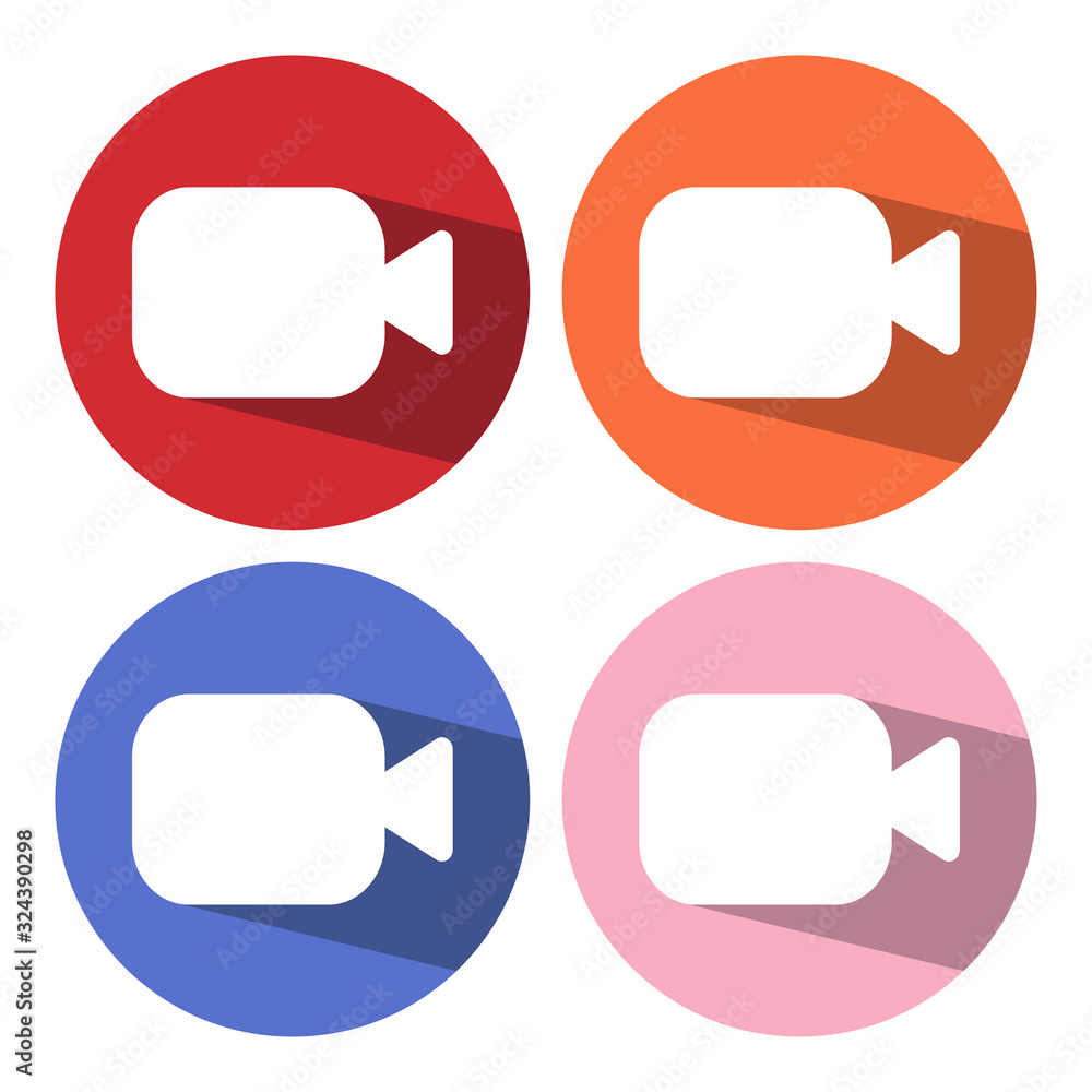 Poster camera flat icon. modern flat icons with long shadow effect in stylish colors. icons for web and mob