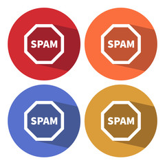 No spam vector sign colours buttons with a long shadow .