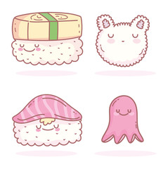 sushi rice octopus asian cartoon food cute