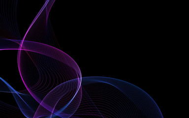 Dark abstract background with a glowing abstract waves