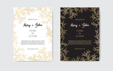 Naklejka na ściany i meble Vector floral design card. Greeting, postcard wedding invite template.