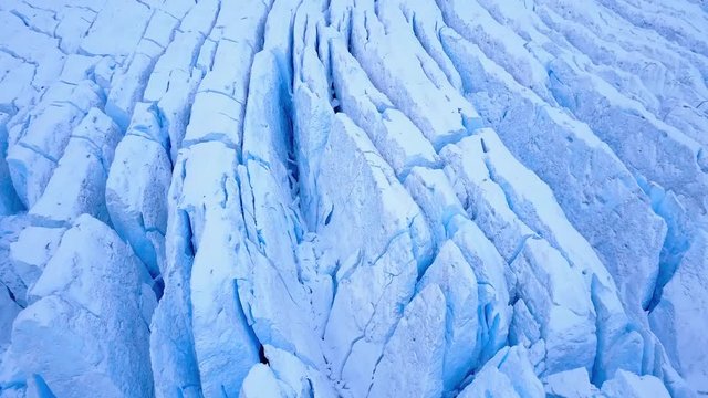 4k Aerial of blue ice glacier