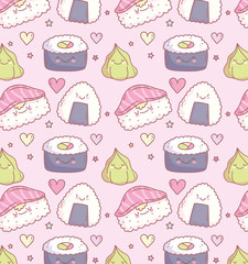 japanese sushi wasabi delicious cartoon food cute background