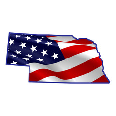 United States, Nebraska full of American flag. Map
