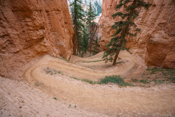 hiking the peek-a-boo loop in bryce canyon in utah in the usa