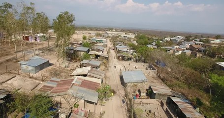 4k Aerial developing third world country 