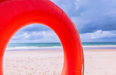 Fototapeten Beach with horizon blue sea and clouds © jukarz