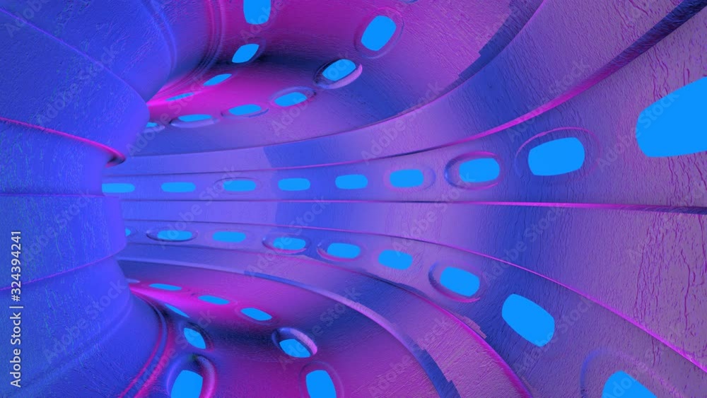 Aufkleber the passage of the camera through a three-dimensional tunnel. abstract three-dimensional background.