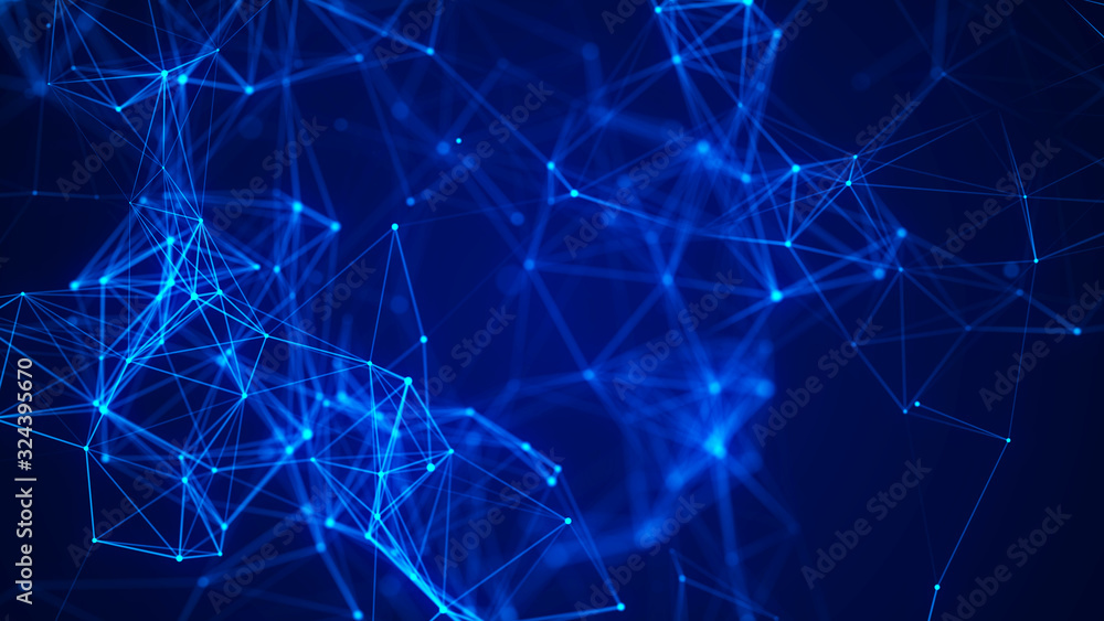 Aufkleber Network connection dots and lines. Technology background. Plexus. Big data background. 3d rendering.