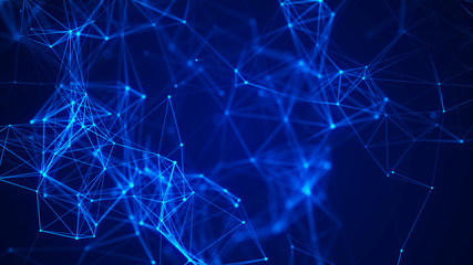 Network connection dots and lines. Technology background. Plexus. Big data background. 3d rendering.