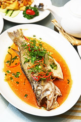 Steamed perch in ginger and scallion    