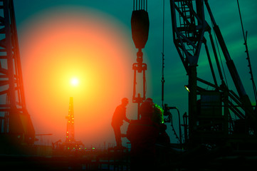 The oil workers in the job