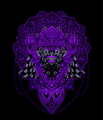 barong head with sacred geometry background 