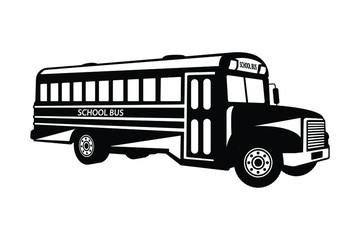 School bus silhouette vector, transportation concept