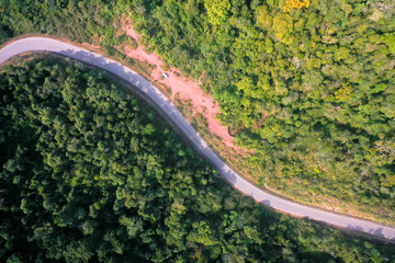 aerial scenic view of mountain road