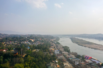 Obraz premium Aerial view of Huay Xai, Bokeo province, Laos 