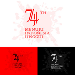 banner design, 74 indonesian anniversary