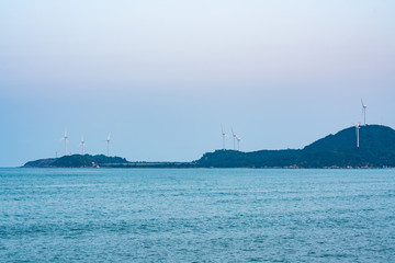 Sunset blues hour shantou city coastal scenery