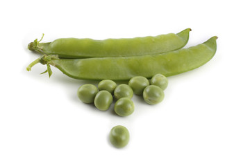 Pea and pods isolated on white