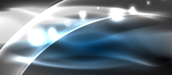 Obraz premium Abstract background. Shiny design neon waves with light effects, techno trendy design. Vector Illustration For Wallpaper, Banner, Background, Card, Book Illustration, landing page
