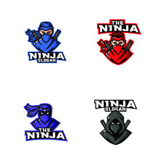 collection of ninja character logo icon design cartoon