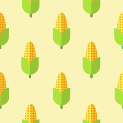 corn seamless pattern on brown background for decoration natural product store, bakery market, organic shop, nature firm, ecology company, garden, farming, forest. Vector Illustration