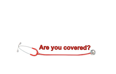 stethoscope horizontal line red isolated medical background helthcare  medicine - are your covered