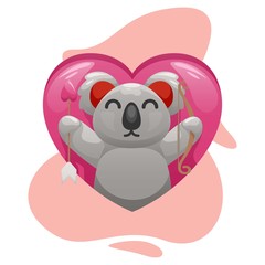 CUTE KOALA WITH LOVE CARTOON VECTOR