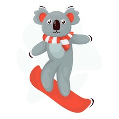 CUTE KOALA ICE SKATING CARTOON VECTOR