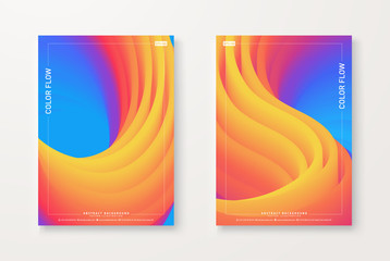 Creative Poster - Colorful fluid shape background. Set of brochure style with abstract liquid shapes background. Trendy dynamic 3d gradient shapes vector stock illustration.