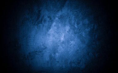 Old wall pattern texture cement blue dark abstract  blue color design are light with black gradient background.