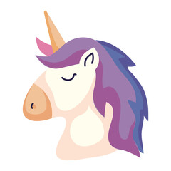 head of cute unicorn fantasy isolated icon vector illustration design